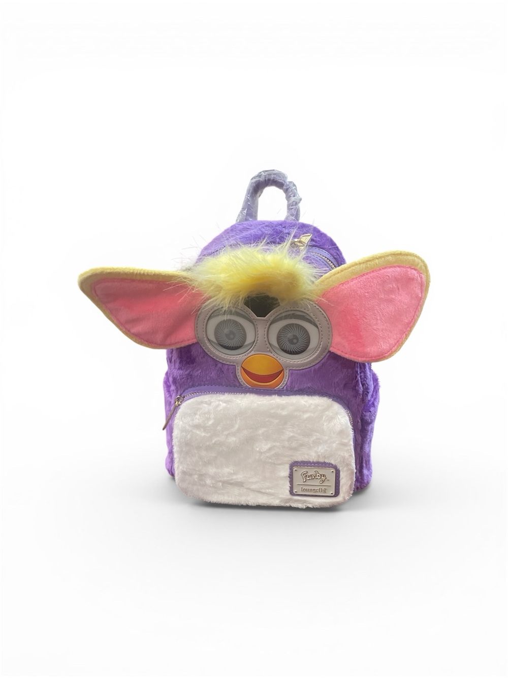 Loungefly Purple Furby Plush Backpack with Pink Ears and Yellow Tuft